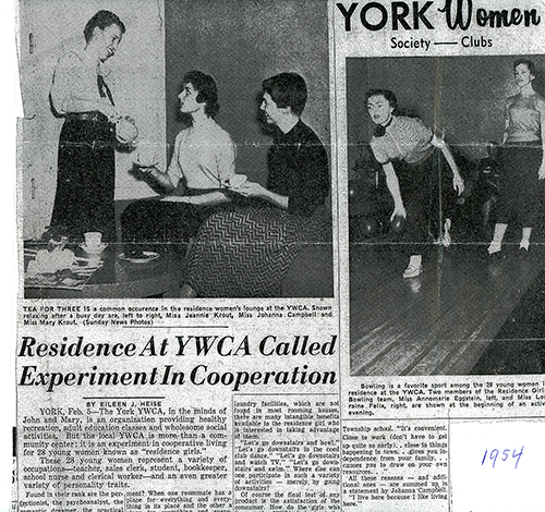 Annemarie Baker of West York shared a clipping from 1954 about the YWCA's residence halls.